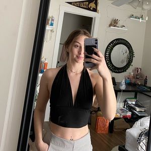 Black Halter Crop Top